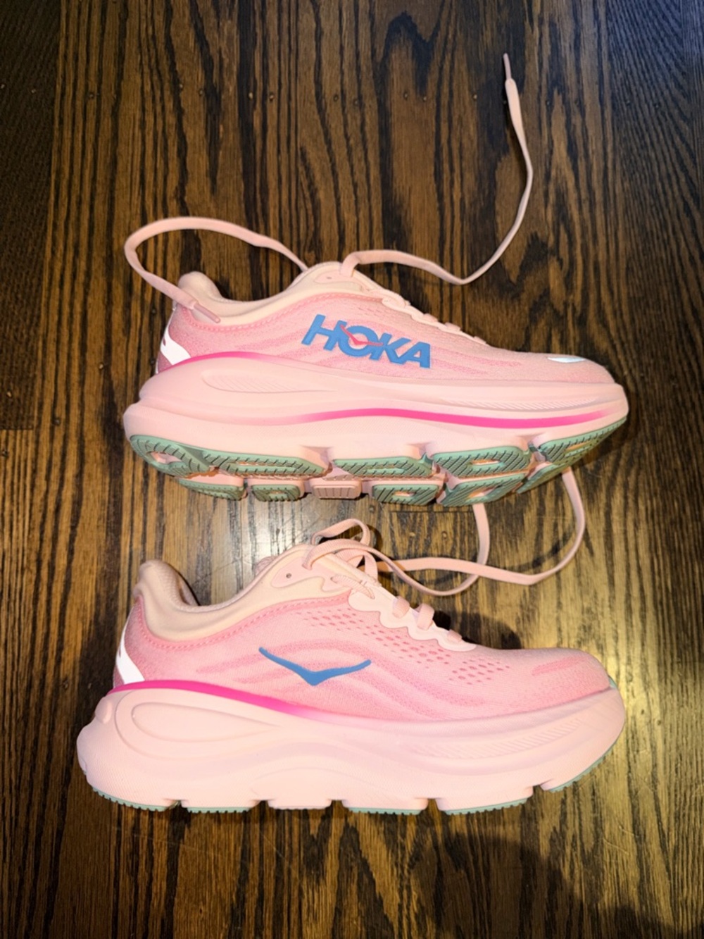 HOKA Bondi Pink Cushioned Running Shoes 5.5 wide D